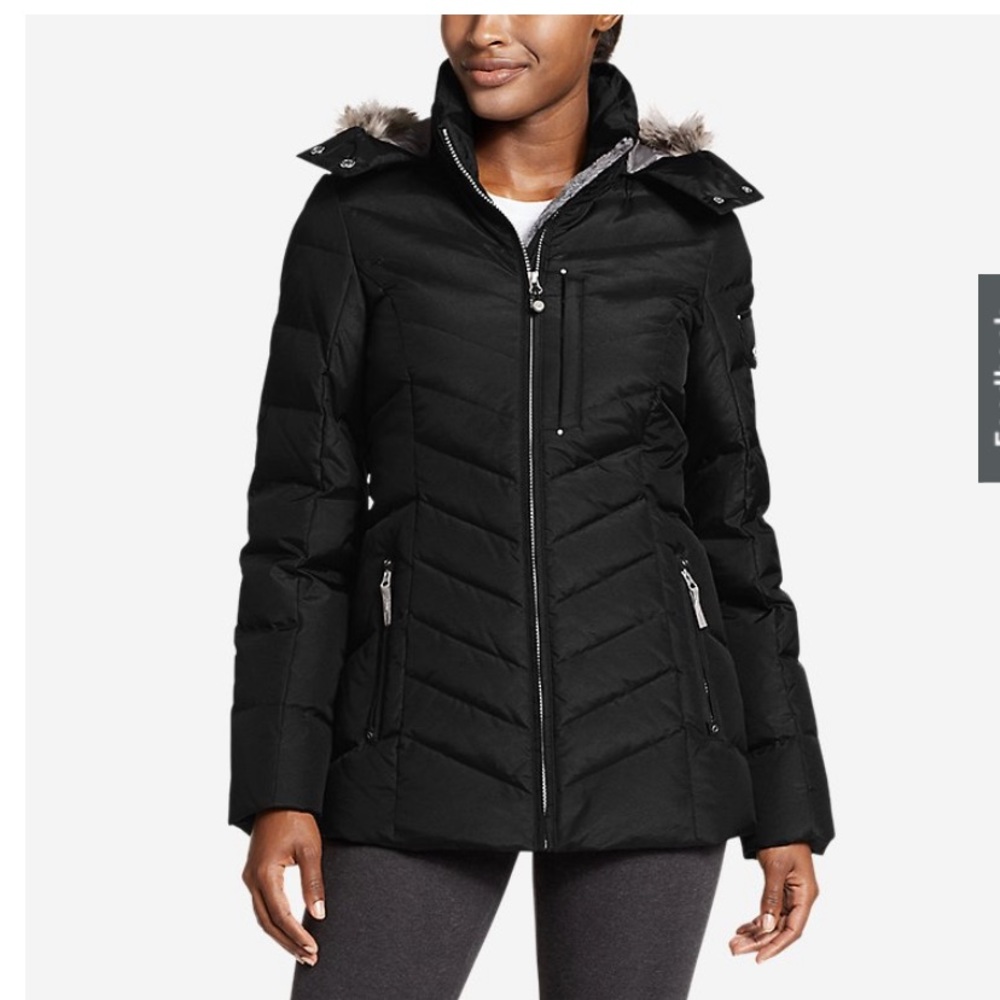 Eddie Bauer down jacket faux fur detachable hood